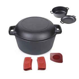 Pinnacle Cookware - Cocotte Double en Fonte Pré-Assaisonnée de 4