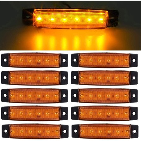 GSRECY Lot de 10 feux de gabarit latéraux à 6 LED 24 V pour camions