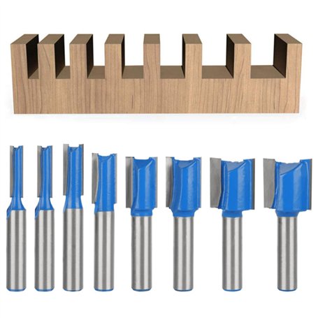 BIGP Lot de 8 fraises droites à tige de 8 mm - Double cannelure - Pour outils de menuiserie - 5 mm
