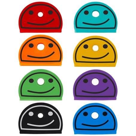 Uniclife 24 PCS 2.5 cm Couvre Clef de Capuchon Clé Identificateurs de Clés à Visage Souriant Marqueurs pour Clés Standard Plates