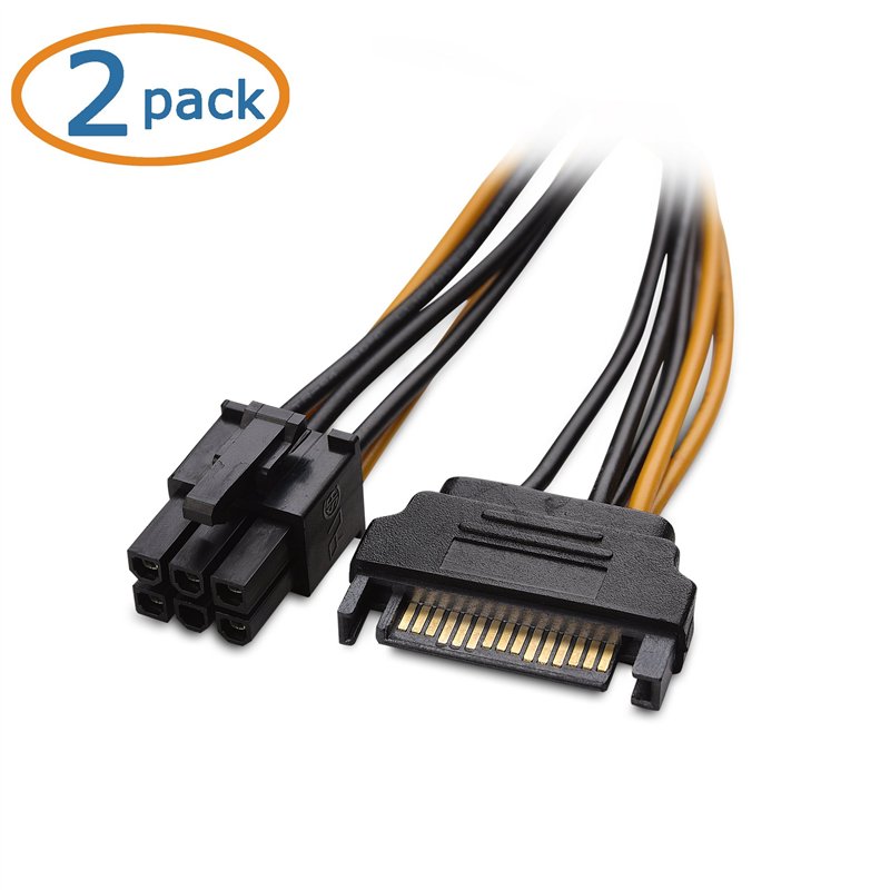 Image secondaire de Cable Matters Lot de 2 câble d'alimentation 6 Broches SATA (SATA vers PCIe 6 Broches/Cable Alimentation sata 6 Broches) - 20 cm