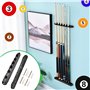 BUENTYA Porte-queues Billard en Bois Support de Billard à 6 Queues Support Billard Mural avec 4 Vis et 4 Vis d'Expansion Support
