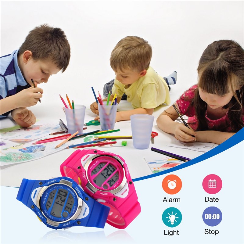 Image secondaire de Montre digitale style sport pour enfants, rétroéclairée LED, avec alarme et chronomètre, étanche, idéale pour les activités de p