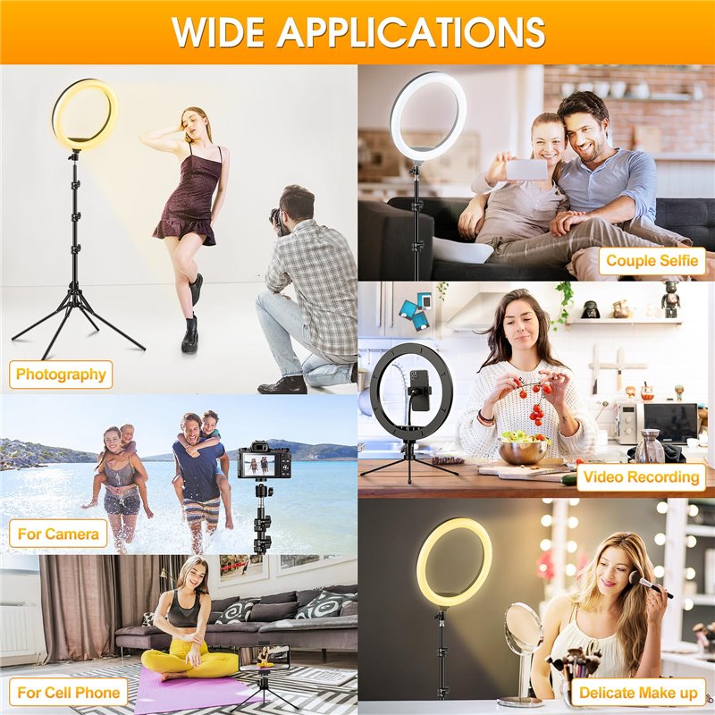 Image secondaire de GerTong 11.5'' Ring Light avec Trépied Grand, Anneau Lumineux Professionnel avec 40 RVB Mode 13 Niveaux pour Youtube/Maquillage,