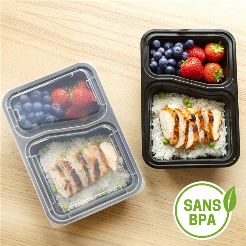 Image secondaire de Igluu Meal Prep - Lot de 10 Boîtes alimentaires à 2 compartiments pour préparation des repas - Réutilisables, sans BPA
