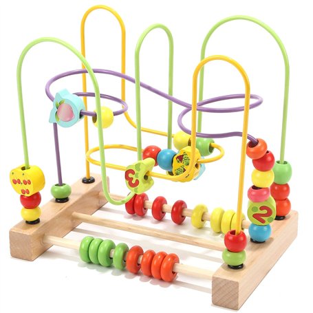 jacootoys Bois Labyrinthe de Perles Coloré Fruit Boules Boulier Circuits de Motricité Educatif Jouet pour Bébé Fille Garçon