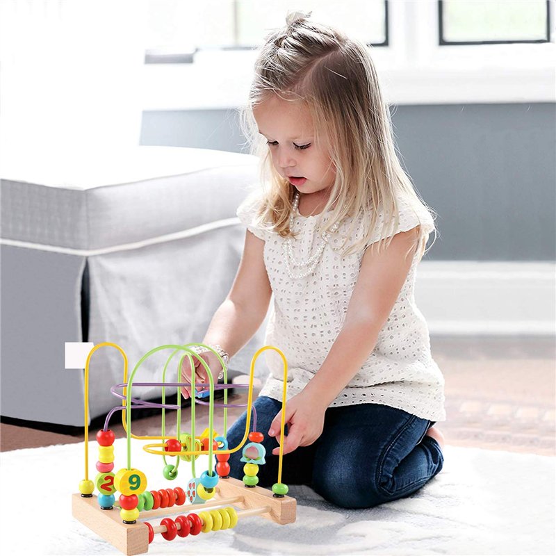 Image secondaire de jacootoys Bois Labyrinthe de Perles Coloré Fruit Boules Boulier Circuits de Motricité Educatif Jouet pour Bébé Fille Garçon