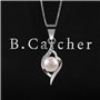 B.Catcher Collier en Argent 925 Pendentif incrusté avec Perle Perle d’Eau Douce Saint-Valentin Cadeau Parfait