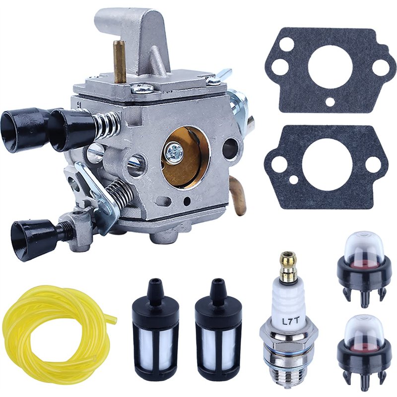 Kit de Carburateur pour Stihl FS120 FS200 FS250 FS300 FS120R Débroussailleuse, ADEFOL Carburateur + Filtre à Carburant + Tuyau d