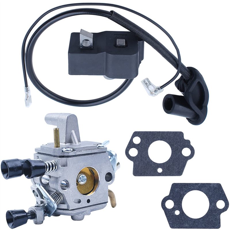Adefol Carburateur et Bobine d'allumage pour Stihl FS120 FS200 FS250 FS300 FS350 Debroussailleuse, Carburateur + Module de Bobin