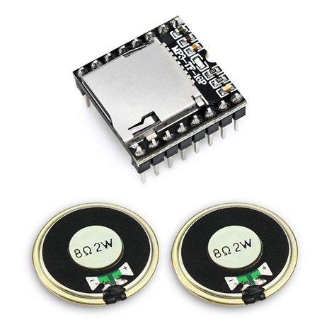 KeeYees Mini MP3 DFPlayer Player Module avec Haut-Parleur Ronde 2W 8Ohm pour Bricolage Compatible avec Arduino