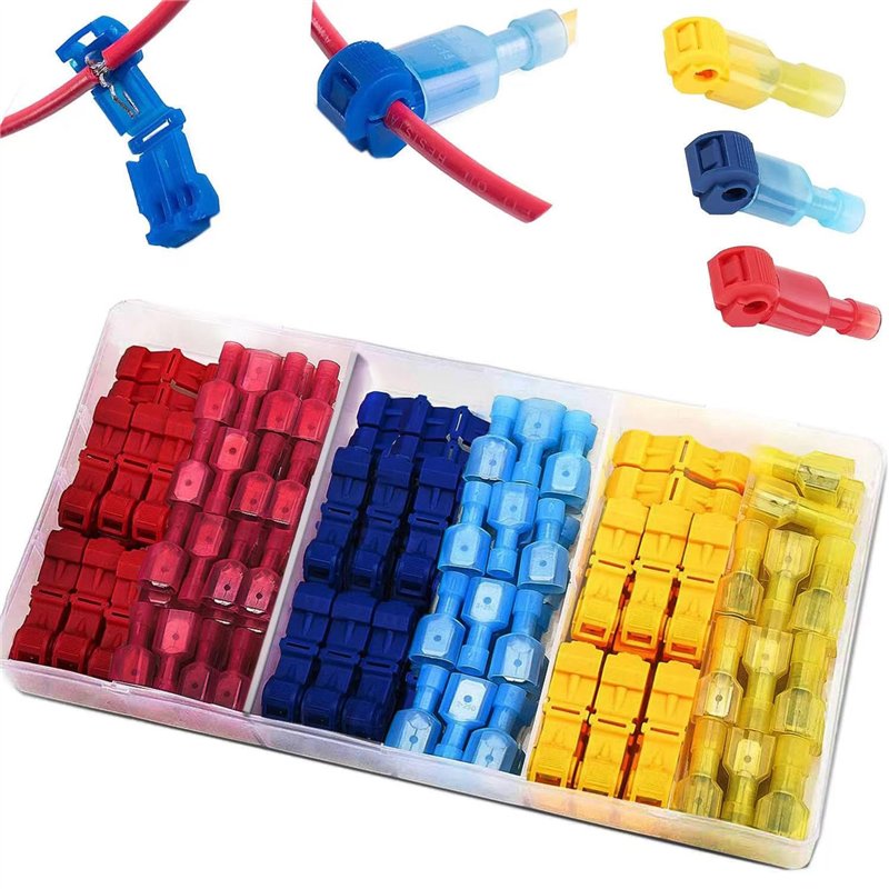 RUNCCI-YUN 120Pcs Connecteur de fil T-Connecto rapide de cosse électrique, connecteur rapide T-Tap, Kit de connecteur terminal e