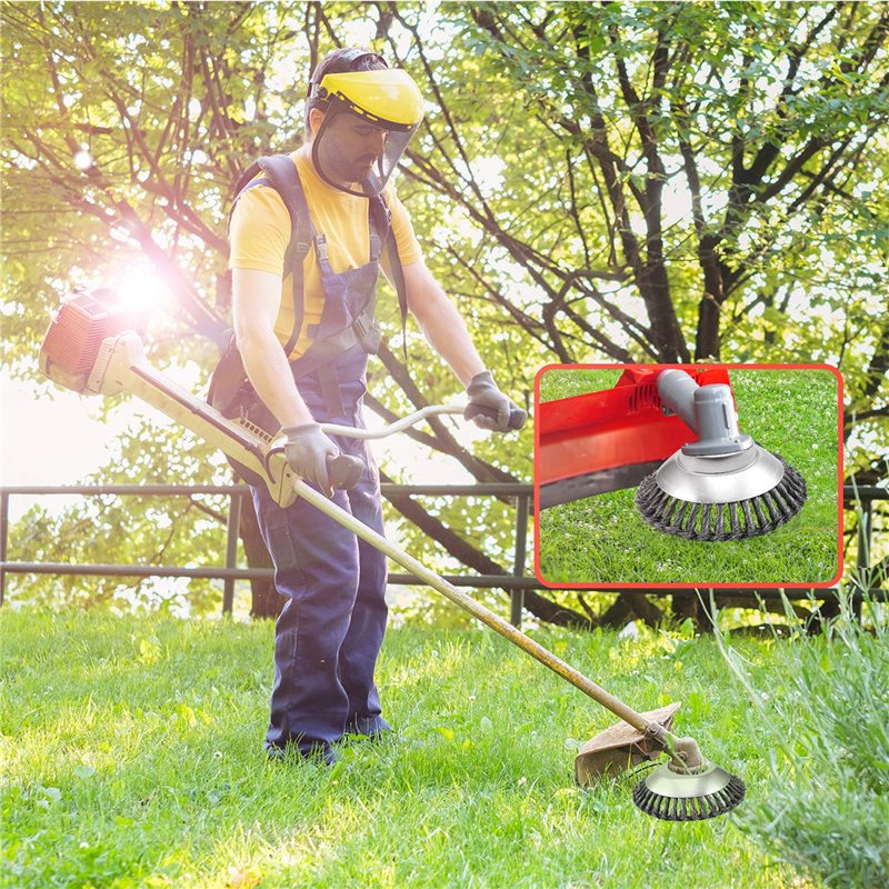 Image secondaire de Viabrico Tête Brosse Désherbage pour Débroussailleuse, avec Contre-écrou plateau désherbage en fil d'acier 8 pouce