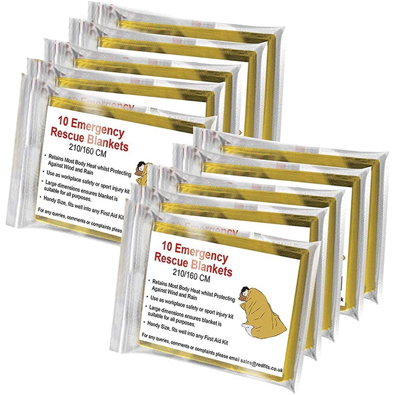 BRAMBLE 10 Couverture de Survie Thermique Urgence (210x160cm) - Premiers Secours, Camping, Randonnée, Voiture - Couverture Survie