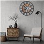 Lafocuse Horloge Murale Engrenages Mobiles Geante 57 cm Noire Industrielle Bois Vintage Pendule Murale Steampunk Chiffres Romain