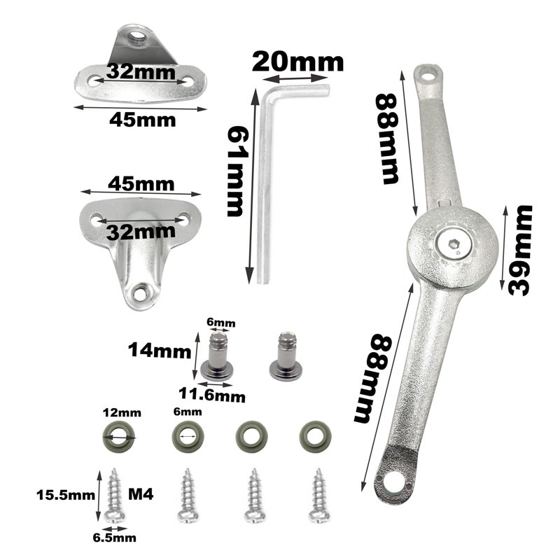 Image secondaire de XNJIHWA 2Pcs Charnière de Couvercle Compas Meuble 40Lbs Ascenseur Réglable de Charnière de Support Alliage de Zinc pour Porte D'a