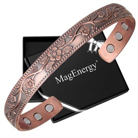 MagEnergy Bracelet magnétique en cuivre pour femmes 6.8 pouces réglable pour s'adapter à la plupart des poignets avec une belle  MagEnergy Bracelet magnétique en cuivre pour femmes 6.8 pouces réglable pour s'adapter à la plupart des poignets avec une belle