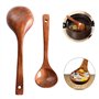 Lot de 3 Louches à Soupe en Bois Naturel - Cuillère Japonaise à Long Manche - Ustensile de Cuisine