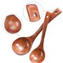 Lot de 3 Louches à Soupe en Bois Naturel - Cuillère Japonaise à Long Manche - Ustensile de Cuisine