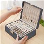 Mtianxy Femme Double Couche PU Cuir Boîte de Rangement pour Bagues Boucles D'oreilles Bracelets Colliers Organis
