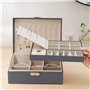 Boîte à Bijoux, Mtianxy Femme Double Couche PU Cuir Boîte de Rangement pour Bagues Boucles D'oreilles Bracelets Colliers Organis