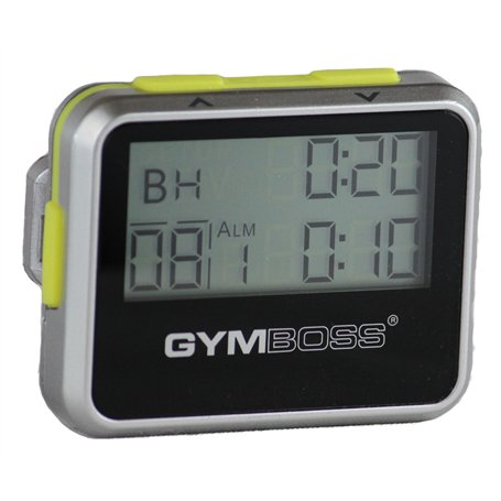 Gymboss Minuteur d’intervalle et chronomètre – Coque Brillant Argente/Jaune