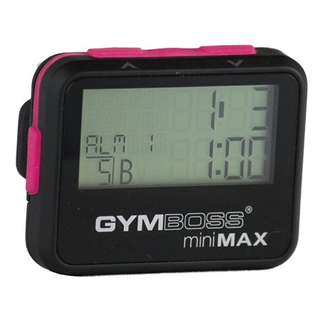 Gymboss miniMAX Minuteur d’intervalle et chronomètre – Coque Noir/Rose softcoat