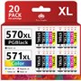 Toner Kingdom 20 Pack 570XL 571XL Cartouches d'encre Compatibles pour Canon PGI-570 CLI-571 XL pour Canon PIXMA MG5750 TS5050 MG