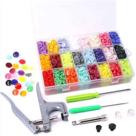 Swpeet de haute qualité 384 pcs 24 couleurs Plastique T5 Boutons à pression avec l'aide de boutons-pression de pinces