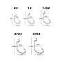 DXIA 50Pcs Boîte Hameçons, Acier à Haute Teneur en Carbone Crochets Décalés de Pêche Convient à Leurres Cuillères Offset Hooks, 