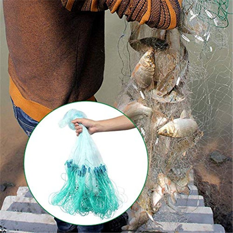 Image secondaire de Duokon 50m Longueur 1.5m Hauteur Trois Couches Filet de Poche Lourd avec Flotteur Accessoires de Poche Vier Net(3 Finger)