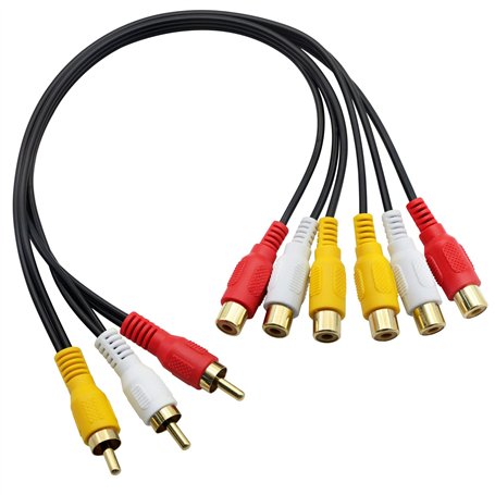 GINTOOYUN Câble répartiteur audio vidéo 3 RCA mâle vers 6 RCA femelles