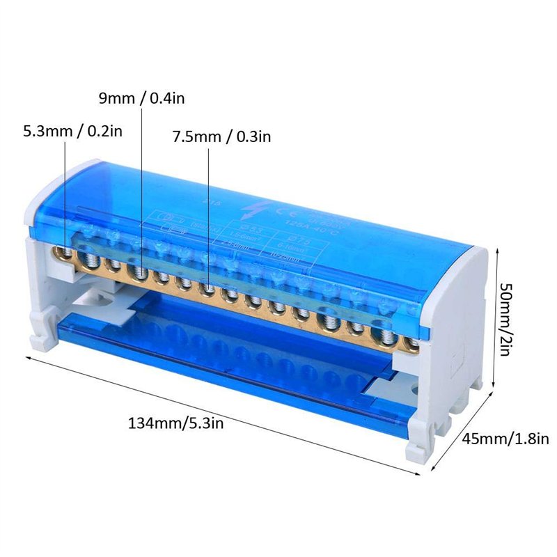 Image secondaire de 2x15 Bornier de Distribution d'Alimentation Boîte de Jonction Blocs de Jonction Monophasés à 2 Niveaux avec Rail Transparent