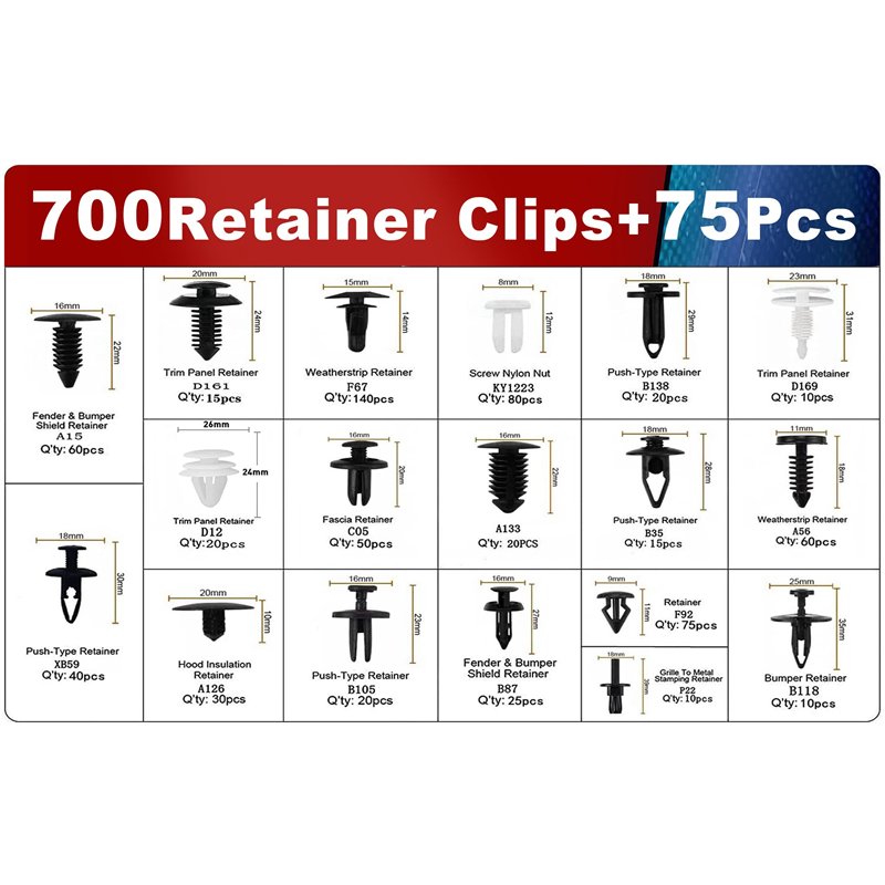 Image secondaire de Uolor 775 Pcs Rivet Plastique Fixation, Clips Voiture Universel pour Auto Panneaux Garnitures de Portes avec Boîte De Rangement 