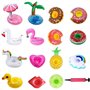Amaza 15 Pièces Mignonne & Grande Flottabilité Kit de Porte Gobelet Gonflable Prime avec Pompe à Air Libre pour Piscine Jacuzzi