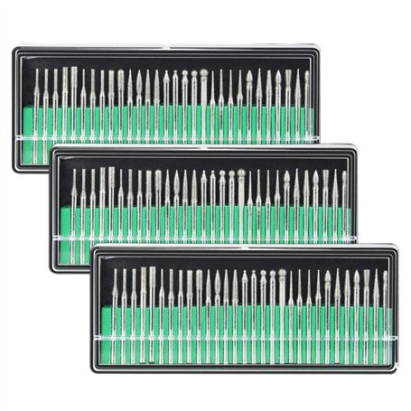 KBNIAN 90 PCS Fraises Diamantées 3mm Tige 120 Grains Meule Foret Meche Diamant de Gravure Sculpture Forme Percer Outil à Limer P