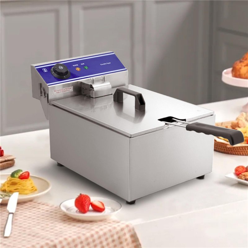 Image secondaire de MOOTACO Friteuse électrique Professionnelle Inox unique réservoir 6L Huile, 3000W, 1 Paniers à Friture avec Poignée en Caoutchou