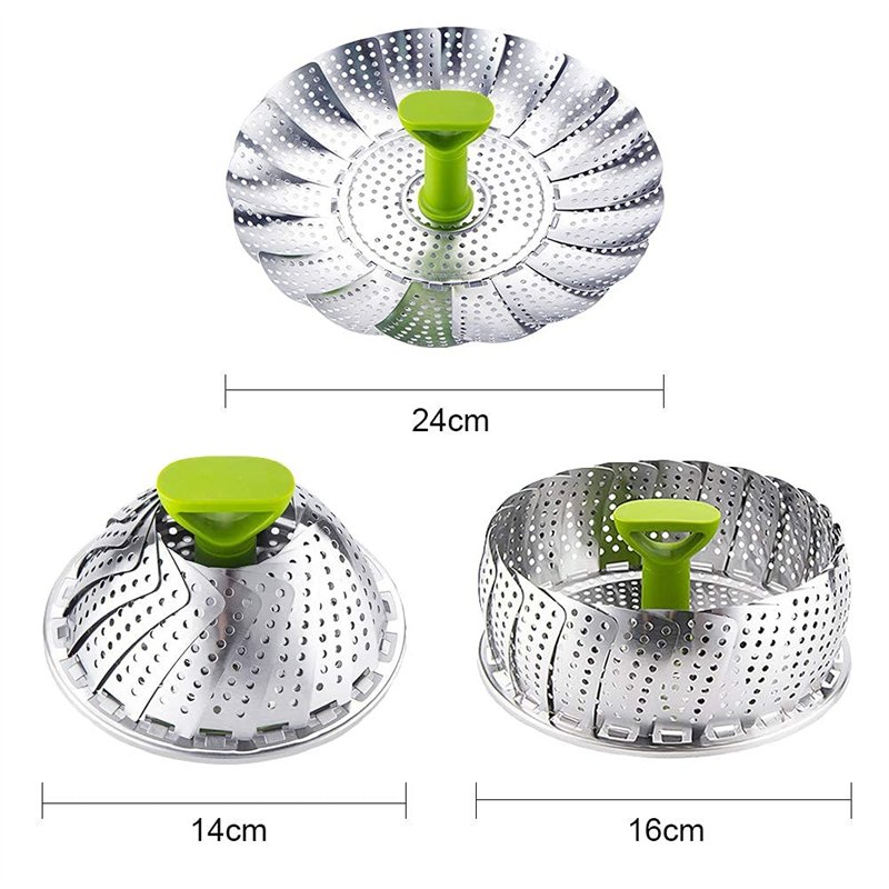 Image secondaire de BetterJonny Pliable Panier Vapeur, Cuit Vapeur Inoxydable Panier Vapeur Télescopique avec Poignée Extensible Anti-Chaude et Pied