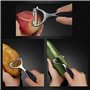 2 pièces éplucheur légumes, Acier inoxydable, Éplucheur à peaux souples à lame curvée et dentelée en acier inoxydable, Économe,E