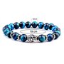 FG Jewels Bracelet Protection Symbole Bouddha Tibétain Hommes/Femmes Bracelet Pierre Naturelle Oeil DE Tigre Bleu Turquoise Brac