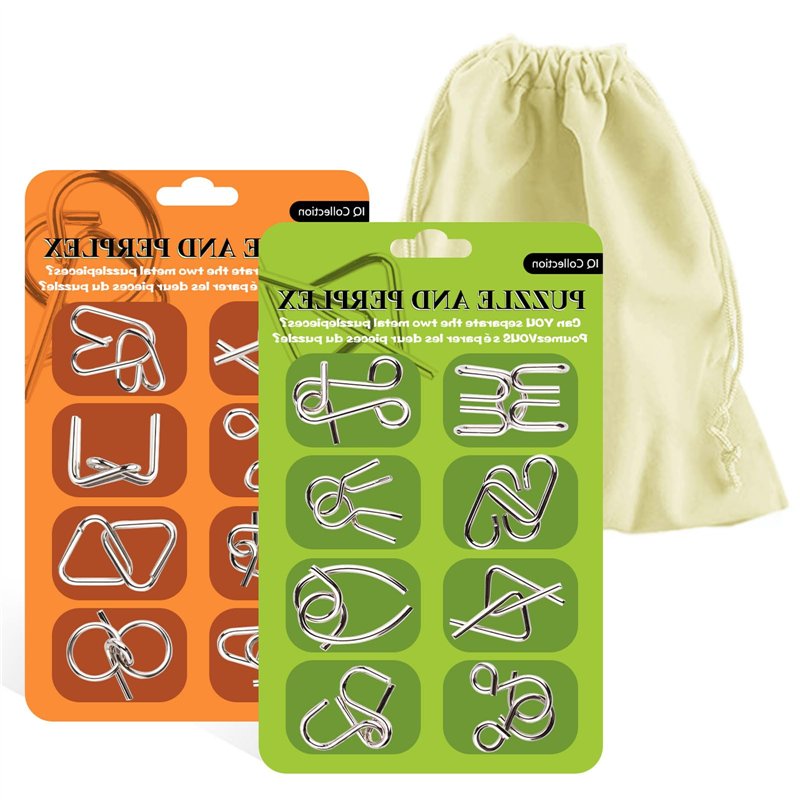 Surplex Casse-tête en Métal Brain Teaser Puzzle Set de 16, Casse-tête IQ Test Disentanglement Puzzles Jeu Magic Toy Trick pour L