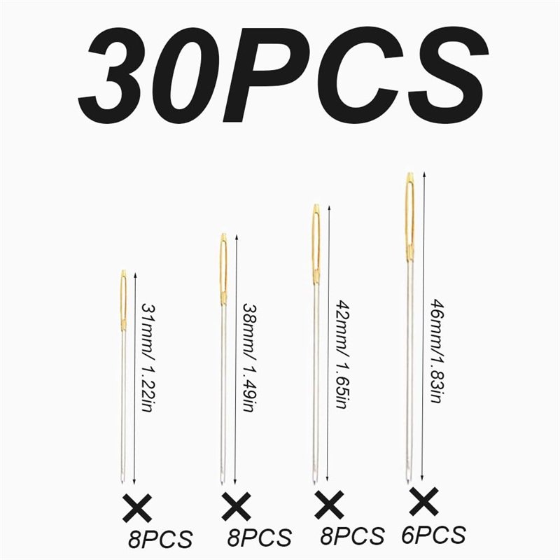 Image secondaire de Ensemble de 30 Aiguilles à Coudre, Disque Noir Aiguilles à Coudre à la Main, Manuel Aiguilles à Broder, Enfilage Facile Aiguille