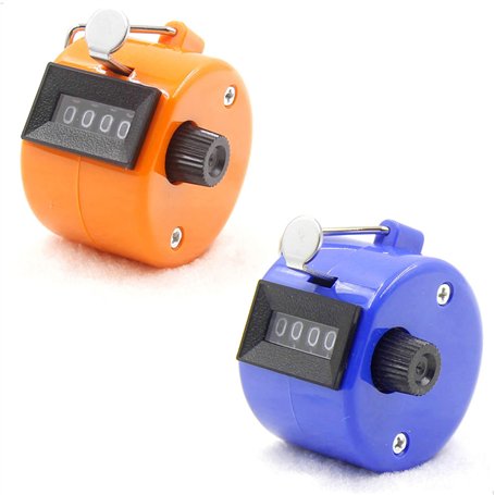 Compteur Manuel 4 Chiffres Lot de 2 Compteur Mécanique sans Batterie Orange et Bleu