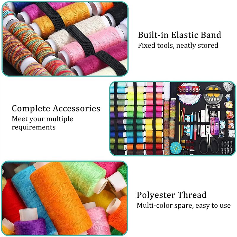 Image secondaire de TWBEST 264 Pcs Kit de Couture,Kit Couture,43 Bobines de Fil,Set de Couture avec Étui de Transport pour Maison/Voyage/Adultes/Enf