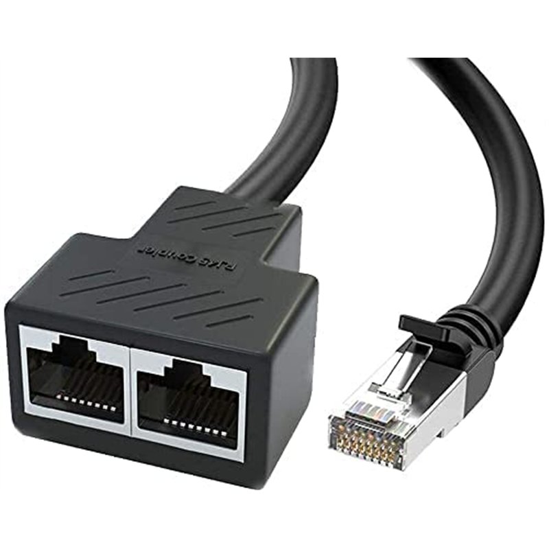 Image secondaire de Adaptateur répartiteur de câble Ethernet RJ45, 1 à 2 ports, répartiteur réseau LAN pour câbles Cat5, Cat5e, Cat6, Cat7