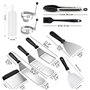 11 Pièces Spatules pour Barbecue, AMZMUKAUP Ensemble de Spatuleen Acier Inoxydable Ensemble d'accessoires pour Plaque chauffante