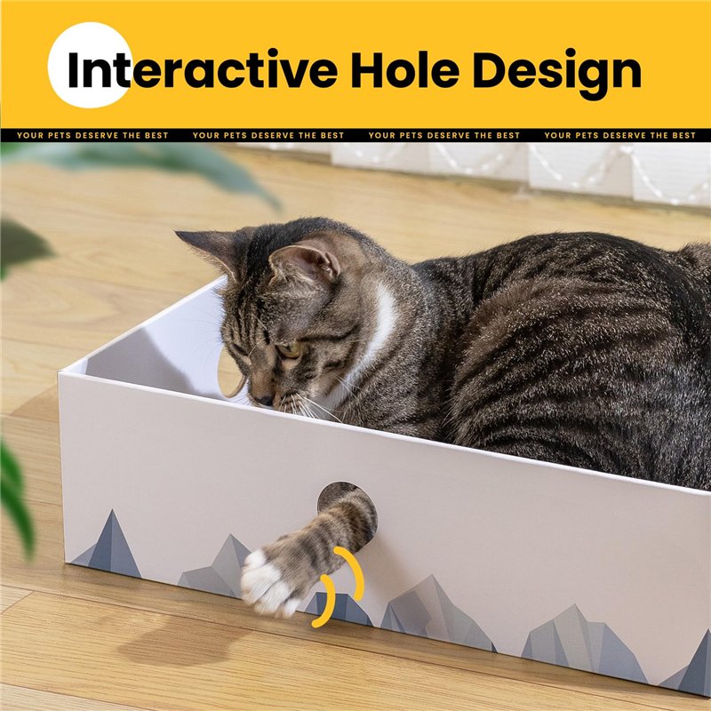 Image secondaire de Conlun 5-Pack Griffoirs pour Chat avec Boîte, Grand Grattoir Chat Réversible, Trous Interactifs, Durable et Antisalissure, Protè
