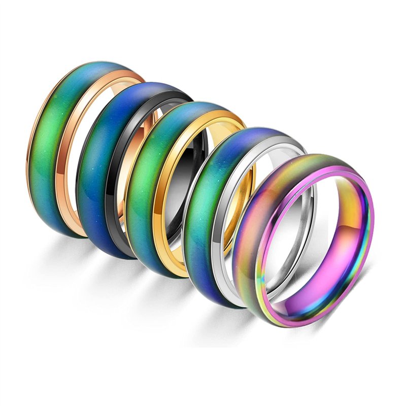 Image secondaire de 5 Pièces Bague de Changement de Couleur, Bague d'Humeur, Bague de Température, Changement de Couleur Bague d'Humeur, pour Hommes