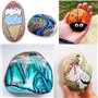 Liekadijiae 25 Pièces Galets à Peindre, DIY Enfants Peintes Rocher, Pierres Créatives Peintes à la Main DIY, pour Dessin de Pier
