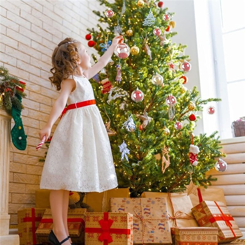 Image secondaire de PIQIUQIU 24 Boules de Noël en Plastique Acrylique Transparent Diamètre 6 cm Transparentes à Remplir Boule Transparente Plastique